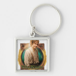 BILBO BAGGINS™-tecken med Namn Fyrkantig Silverfärgad Nyckelring