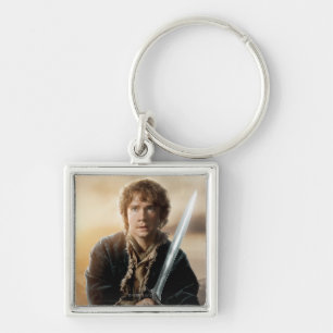 BILBO BAGGINS™-tecken Poster 2 Fyrkantig Silverfärgad Nyckelring