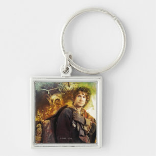 BILBO BAGGINS™ & The Company of Dwarves Graphic Fyrkantig Silverfärgad Nyckelring