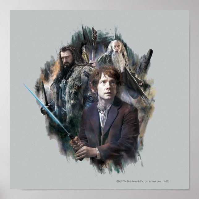 BILBO BAGGINS™, THORIN OAKENSHIELD™ och Gandalf Poster (Framsidan)