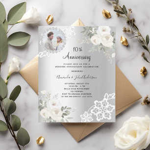 Bild 10:e bröllopsinbjudan för blommigtar i silver