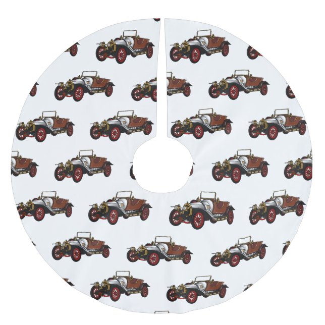 Bild 1920-tecknad för klassisk bil julgransmatta borstad polyester (Framsidan)