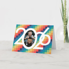 Bild 2023 för Retro Square mönster, nyår 2023 Helgkort