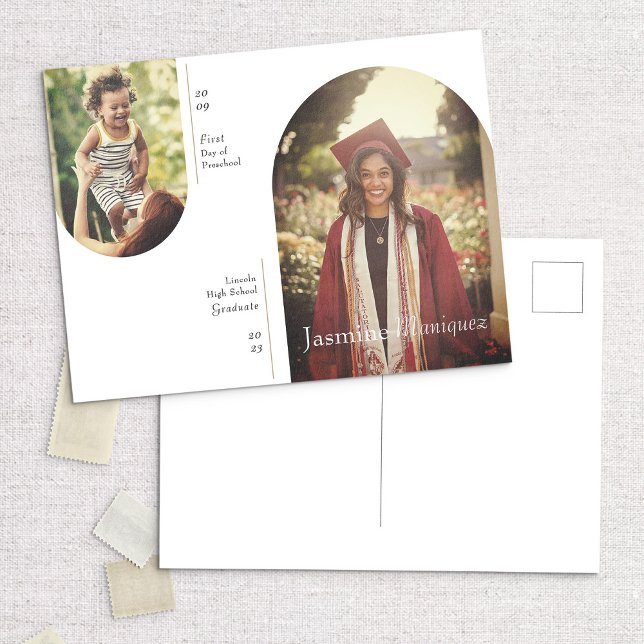 Bild 2 Foto då och nu Studenten-meddelande Vykort (Skapare uppladdad)