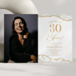 Bild 30års födelsedag Party Inbjudningar<br><div class="desc">Det här är en inbjudan från Elegant White Guld Agate Anpassningsbar Bild Photo 30års födelsedag Party!</div>