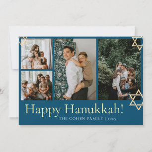 Bild 4 av Blue Calligraphy Happiest Hanukkah-famil Julkort