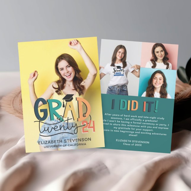 Bild 4 för Grad 2023-färgad studentfest 4 Inbjudningar (Skapare uppladdad)