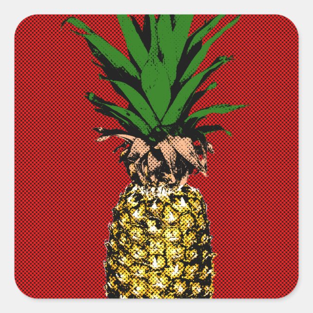Bild av ananas tidningspapper fyrkantigt klistermärke (Framsida)