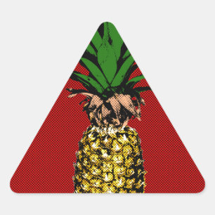 Bild av ananas tidningspapper triangelformat klistermärke