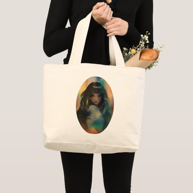 Bild av Anime Girl, omgiven av Regnbåge Light Jumbo Tygkasse (Framsida (produkt))