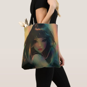 Bild av Anime Girl, omgiven av Regnbåge Light Tygkasse