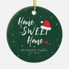 Bild av anpassningsbar-familjen namn hem, söt hem julgransprydnad keramik