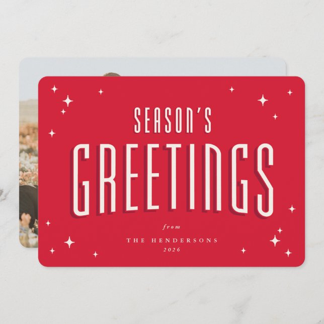 Bild av återloppsstjärnor för Bright Red Season Julkort (Fram/baksida)