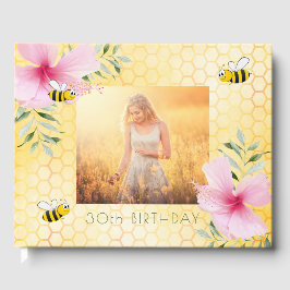 Bild av Bes honeycomb rosa blommigt 30års födelsed Gästböcker