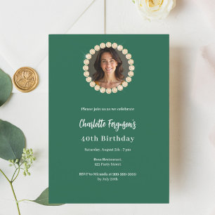 Bild av Birthday emerald grönt guld diamant Inbjudningar