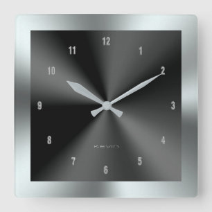 Bild av Black & Silver & Metallic Stainless Steel Fyrkantig Klocka