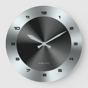 Bild av Black & Silver & Metallic Stainless Steel Stor Klocka
