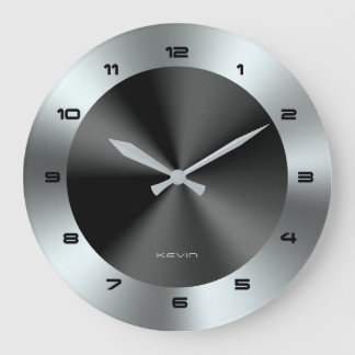 Bild av Black & Silver & Metallic Stainless Steel Stor Klocka