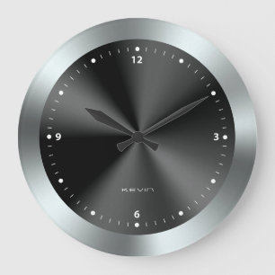Bild av Black & Silver & Metallic Struktur Stor Klocka