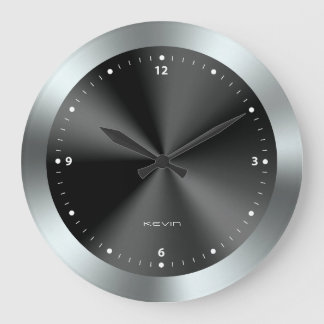 Bild av Black & Silver & Metallic Struktur Stor Klocka