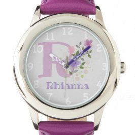 Bild av blommigt med siffror, Namn och första unde Armbandsur