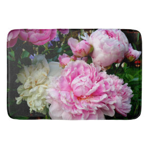 Bild av blommigten för vit peony-elegant rosa badrumsmatta