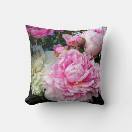 Bild av blommigten för vit peony-elegant rosa kudde