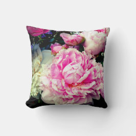 Bild av blommigten för vit peony-elegant rosa kudde