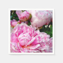 Bild av blommigten för vit peony-elegant rosa pappersservett