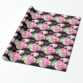 Bild av blommigten för vit peony-elegant rosa presentpapper