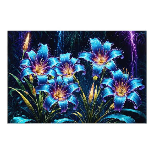 Bild av blommor natteträdgård fototryck (Framsidan)