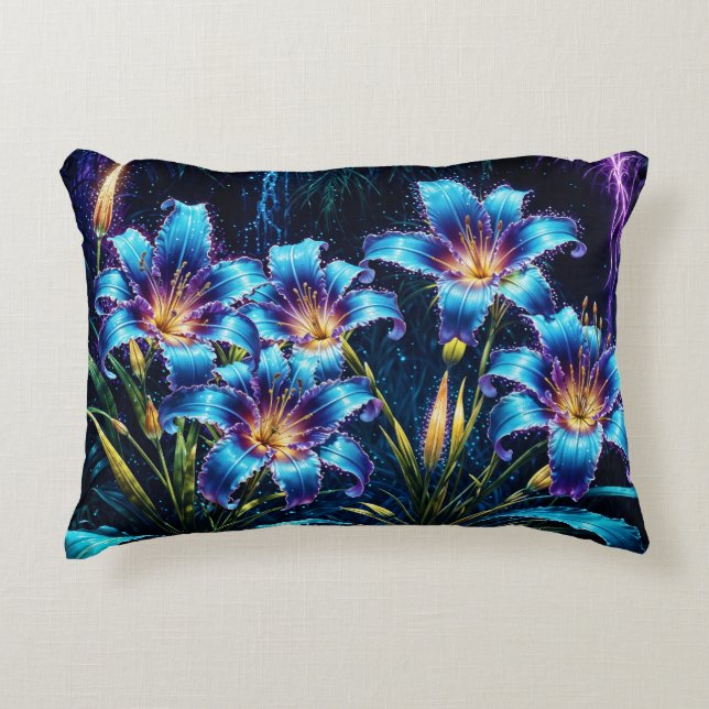 Bild av blommor natteträdgård prydnadskudde (Framsidan)