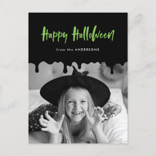 Bild av Blood Black och Lime Halloween Photo Helg Vykort