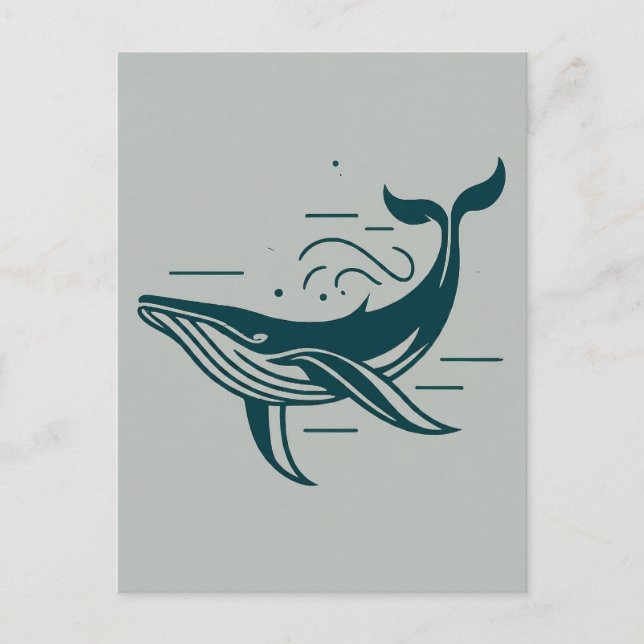 Bild av Blue Whale Swimming Vykort (Framsida)