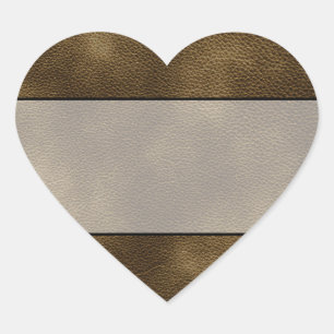 Bild av brun Leather. Hjärtformat Klistermärke