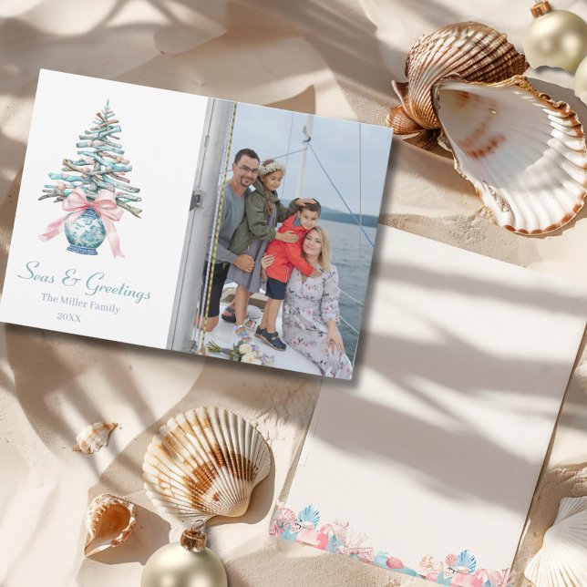 Bild av Chinoiserie Driftwood Julgran Julkort (Chinoiserie Driftwood Christmas Tree photo Holiday Card)