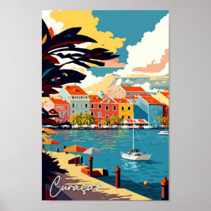 Bild av Curacao Västindien vintage resor Poster
