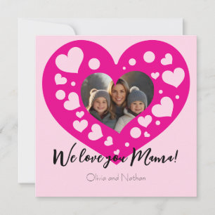Bild av Cute Rosa-hjärtan Vi kärlek dig Mamma Julkort