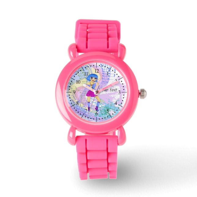 Bild av Dancing mode med ljusblått hår Armbandsur (Framsida)