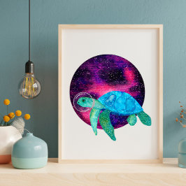 Bild av den akuta vattenfärgen astronaut-sköldpadd poster