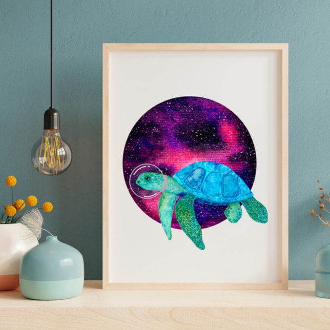 Bild av den akuta vattenfärgen astronaut-sköldpadd poster (Skapare uppladdad)