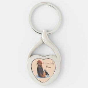 bild av den gulliga hunden för mamma för twisted heart silverfärgad nyckelring