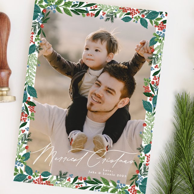 Bild av den klassiska grönten christmas för festbä julkort (Skapare uppladdad)