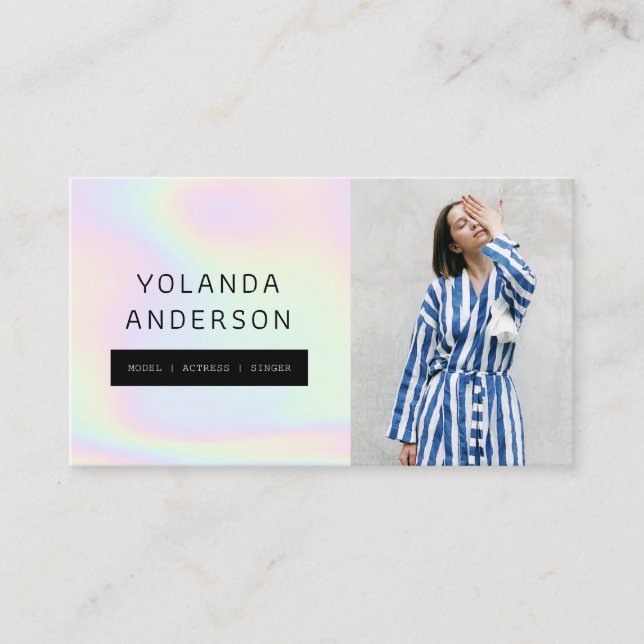 Bild av den stilist aktormodellen Iridescent coola Visitkort (Framsida)