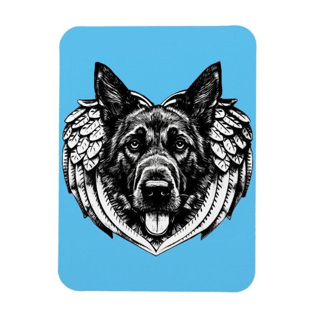 Bild av den tyska hund shepherd Angel head art Magnet (Vertikal)