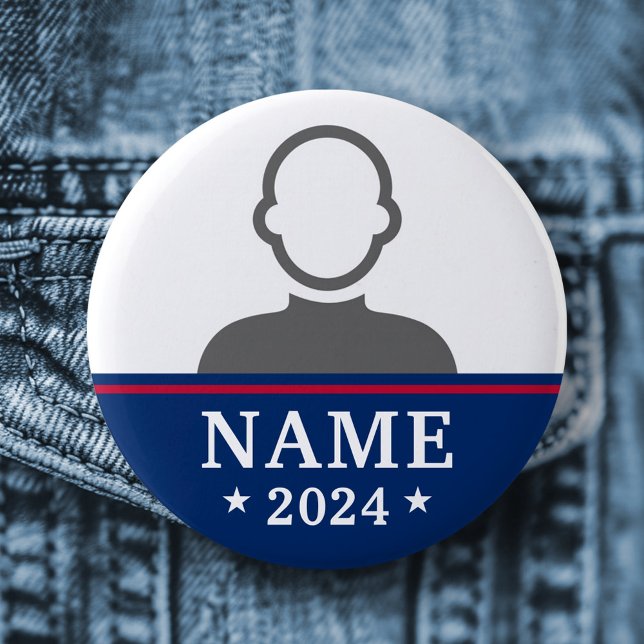 Bild av det politiska valet i namn kampanj knapp (Candidate name political election campaign photo button)