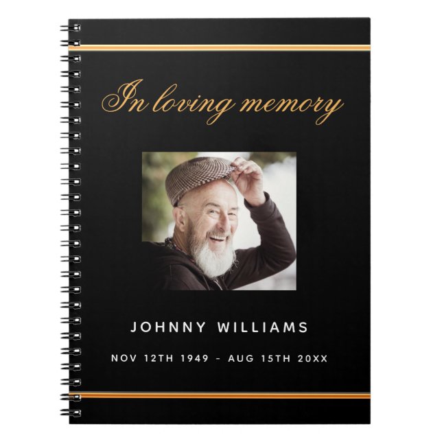 Bild av det svarta guld-fotot på begravningen i Gu Anteckningsbok (Framsidan)