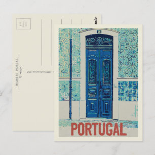 Bild av dörrar, traditionella plattor i Portugal Vykort