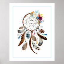 Bild av Dreamcatcher-fjädrar och blommor