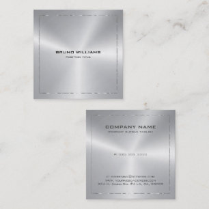 Bild av en metallisk gräns i silver shine fyrkantigt visitkort